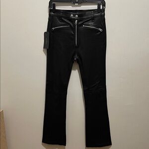 Rag & Bone Black Leather Pants with Zipper Details